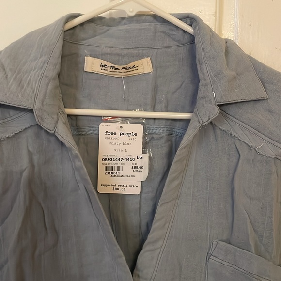 We The Free FREE PEOPLE Full of Light Blue Short Slv Crop Top $88 NWT L M S XS - Picture 7 of 13